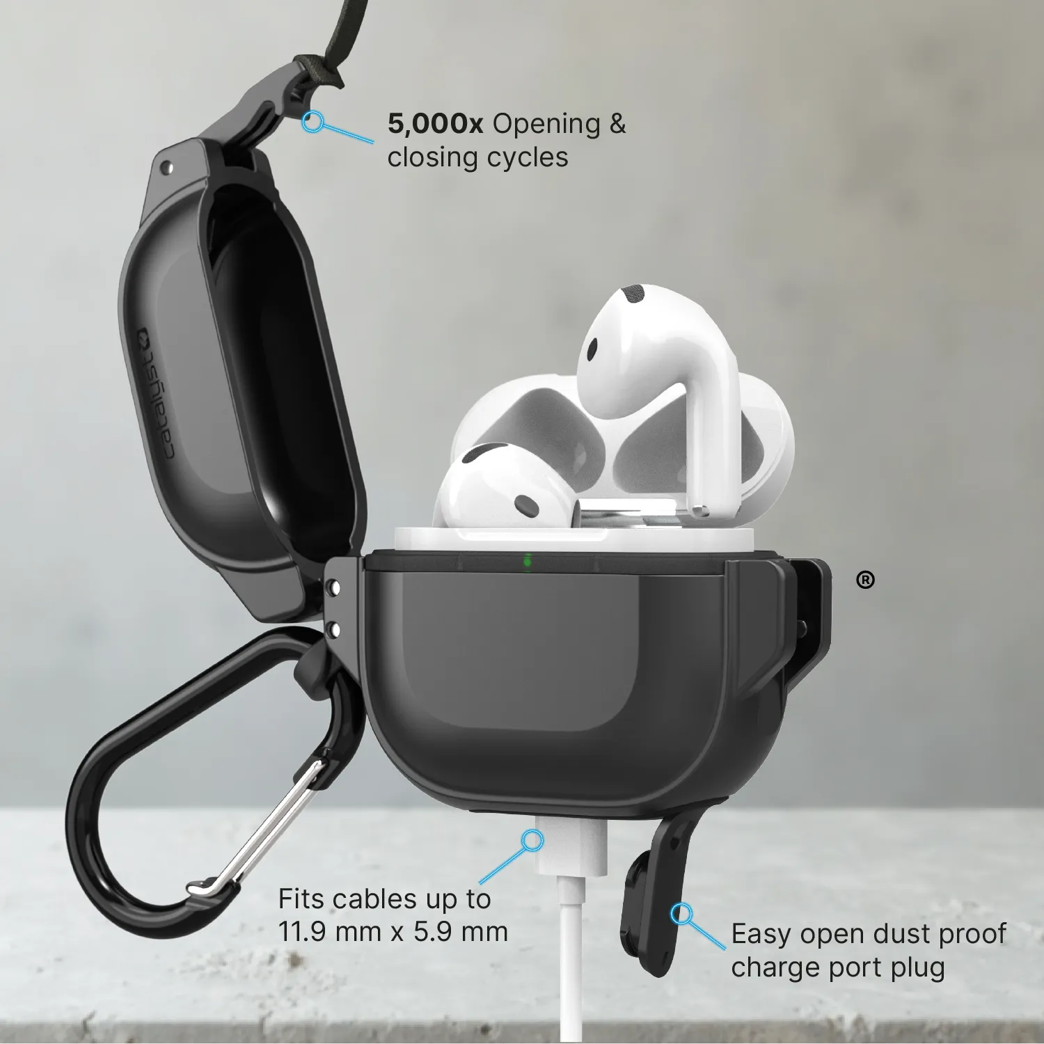 AirPods 4 - 100M Waterproof Total Protection Case + Carabiner - Image 5